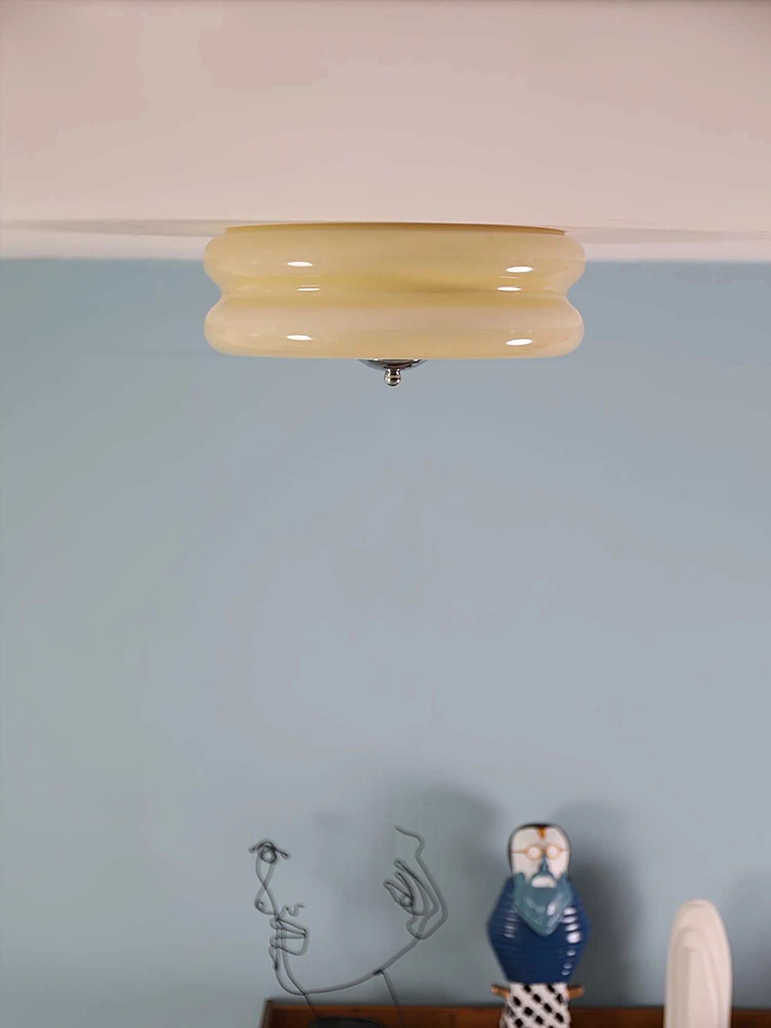 Потолочный светильник Art Deco Vintage - ∅40см x 13см, золотой, бежевый, диммер, теплый свет