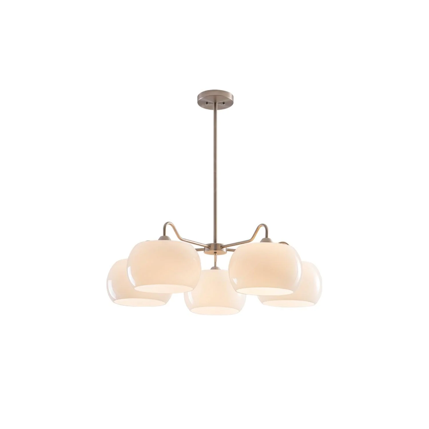 Люстра Nickel Glass Persimmon - 5 плафонов ∅90см x 30см, никель, белый