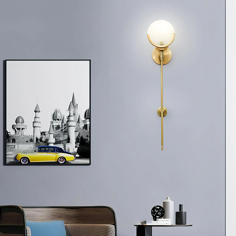 Ava Brass Wall Lamp - ∅ 4.7″ x H 13.8″ / Dia 12cm x H 35cm Set of 2 / Brass & White
