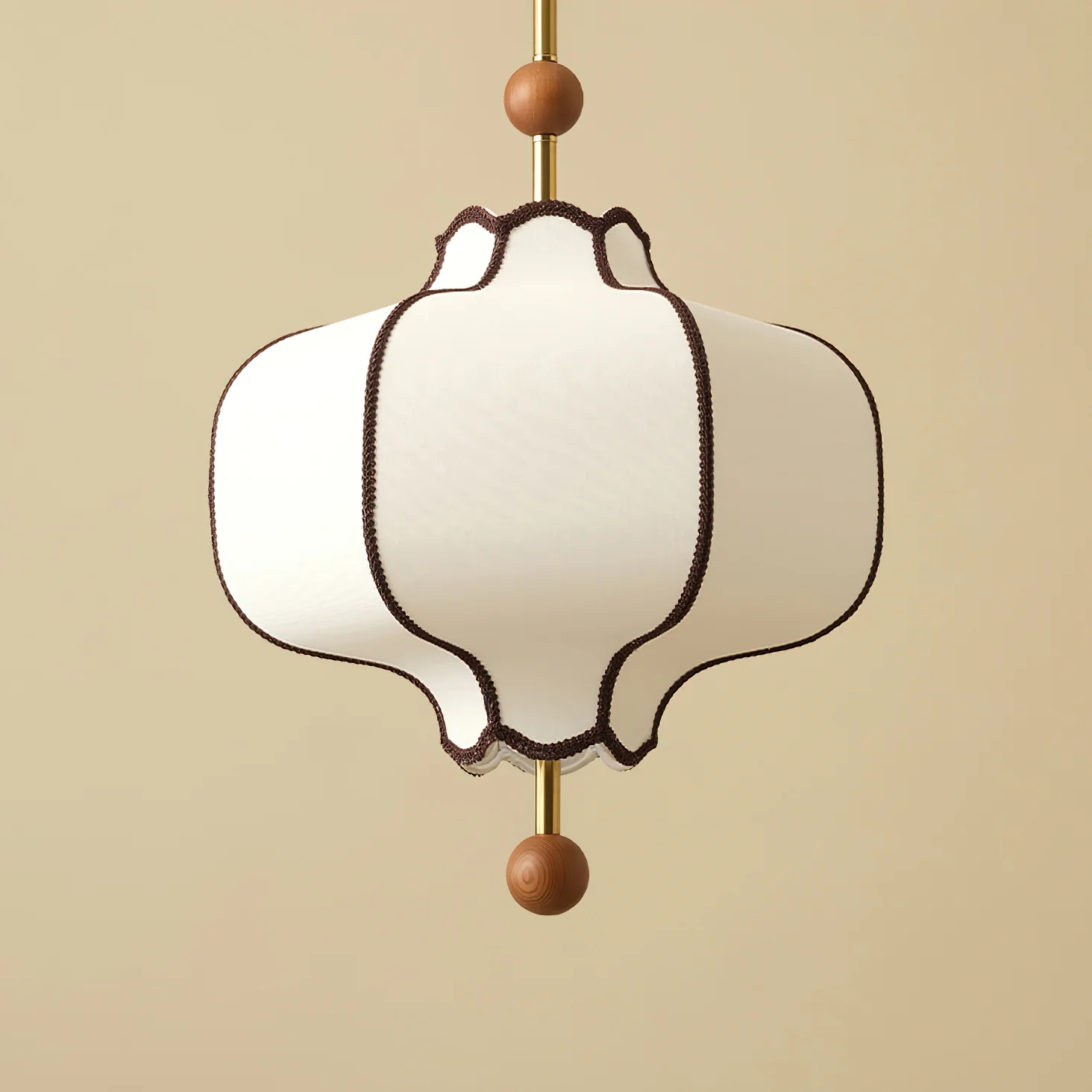 Подвесной светильник Lantern Fabric - ∅25см x 35см, золотой, белый