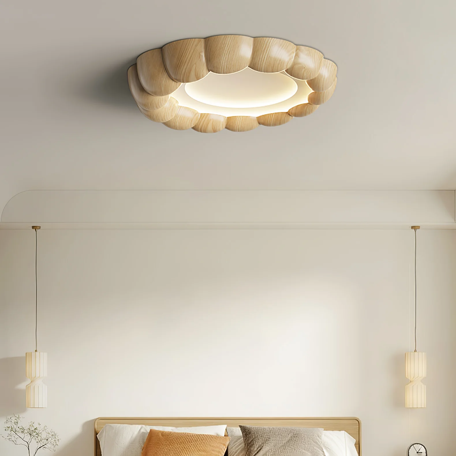 Потолочный светильник Faux Wood Ripple - модель B ∅50см x 6см, натуральная текстура дерева, 3000-6500К
