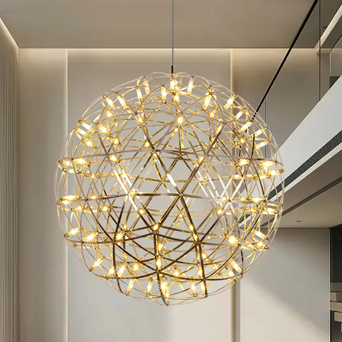 Подвесной светильник Silver Spark Ball - 18 плафонов ∅30см x 30см, серебряный, теплый свет, диммер
