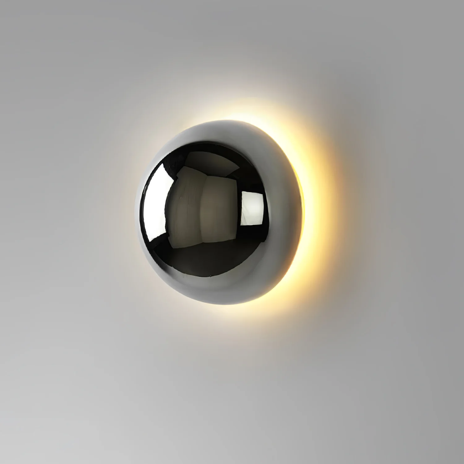 Настенный светильник Aurum Sphere - ∅16см x 10см, хром, теплый свет