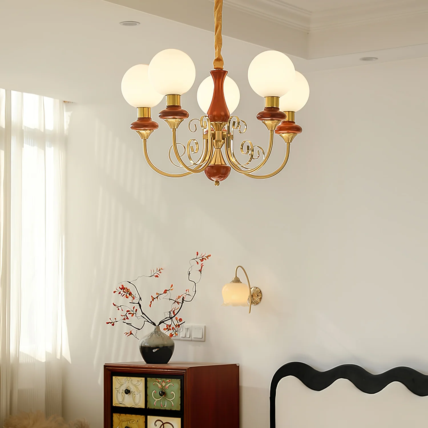 Люстра Onyx - 3 плафона ∅45см x 38см, золотой, черный, белый