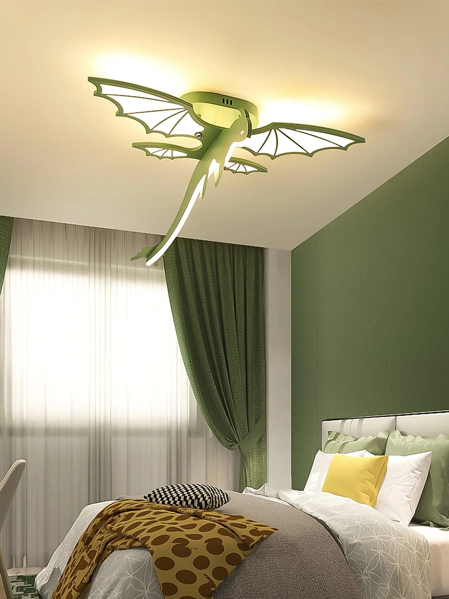 Потолочный светильник Green Dinosaur - 70см x 30см, зеленый, холодный свет