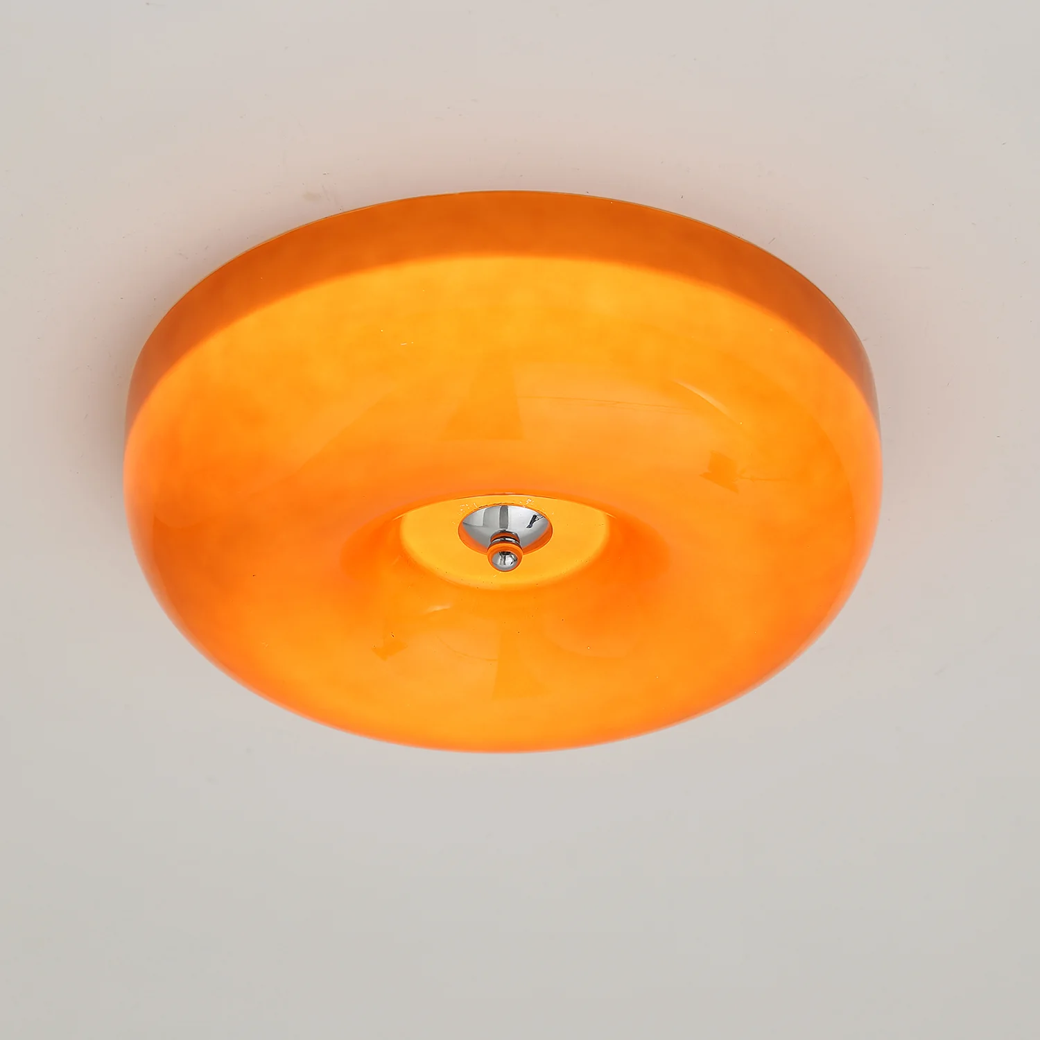 Потолочный светильник Swirl Glass - ∅46см x 10см, кофе, хром, теплый свет