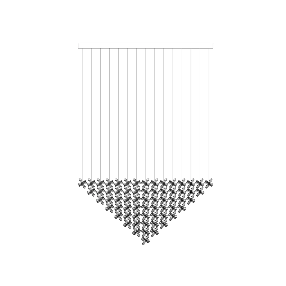 Люстра Floating Butterfly - круглое основание ∅100см x 150см, серебряный, прозрачный, холодный свет