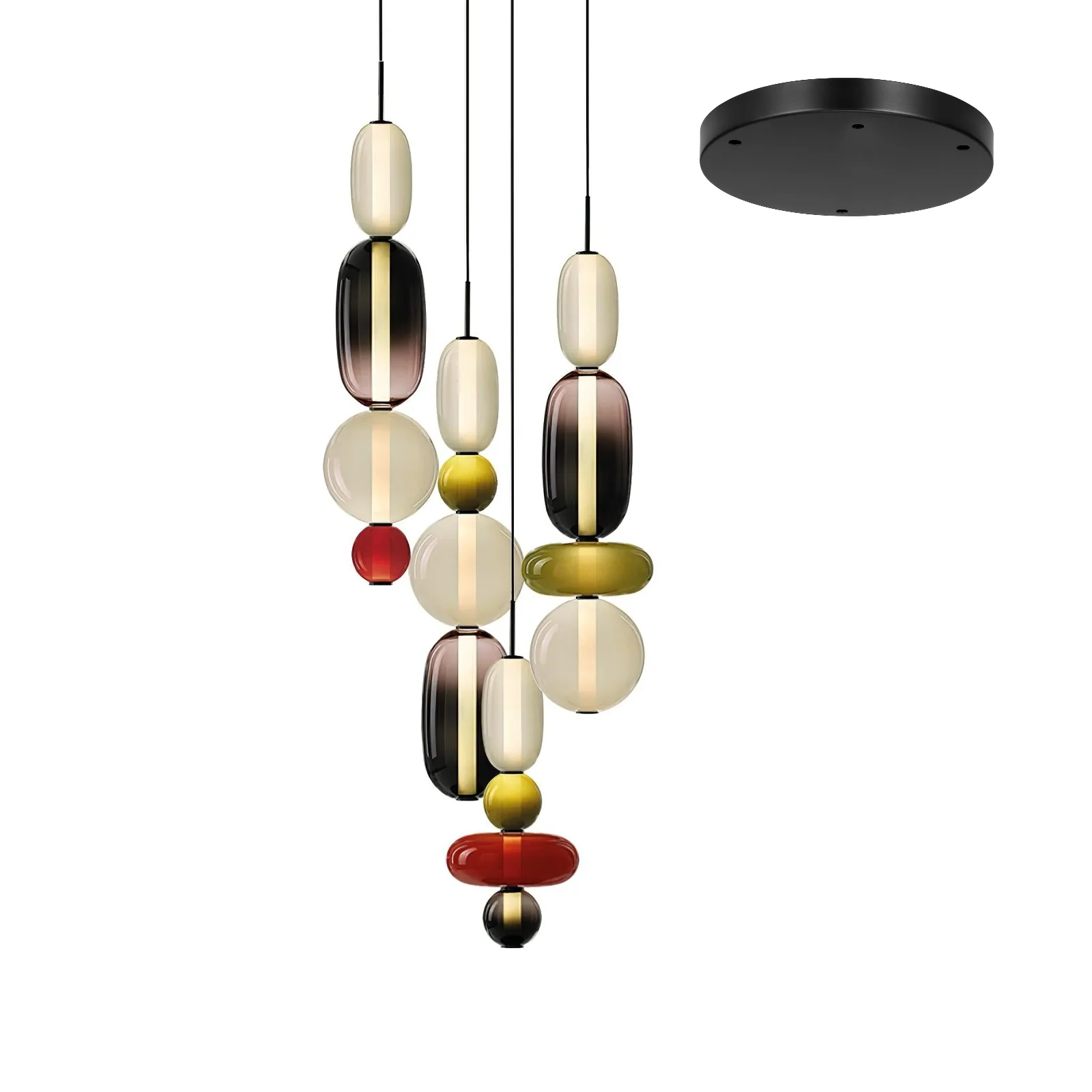 Подвесной светильник Candied Glass Combo - круглое крепление, 4 подвеса ∅50см x 150см, теплый свет, диммер
