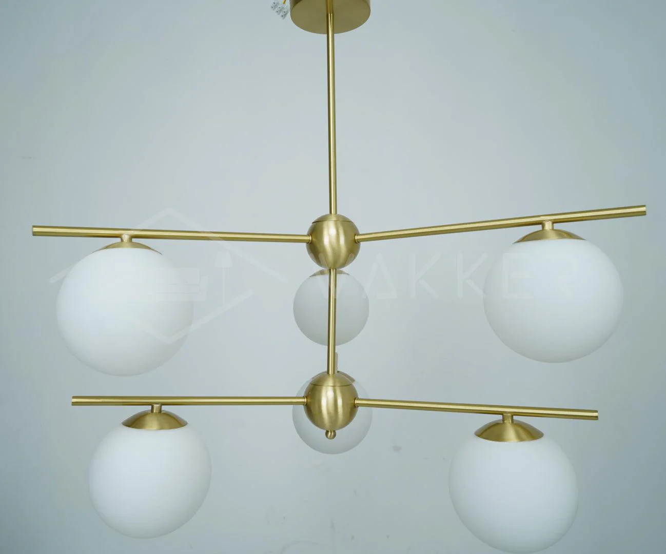 Люстра Sphere & Stem - 9 плафонов ∅90см x 106см, латунь, белый