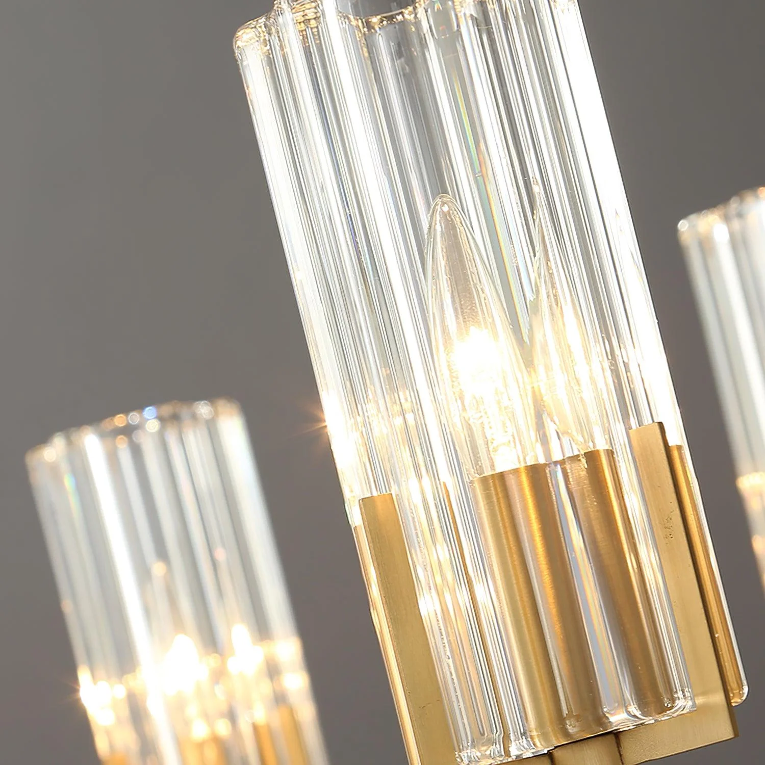 Люстра Kayla Brass - 6 плафонов ∅60см x 41см, латунь, прозрачный
