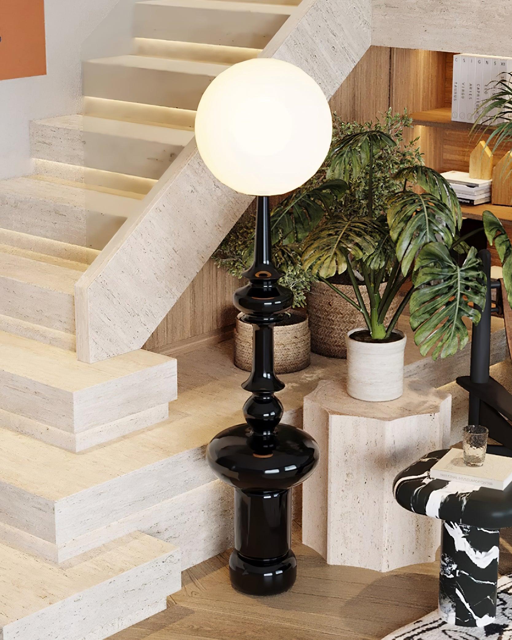 Roman Column Floor Lamp - ∅ 11.8″ x H 54.3″ / Dia 30cm x H 138cm / Black / US plug