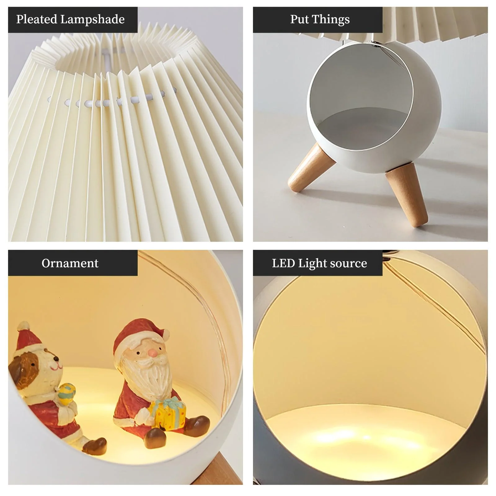 Настольный светильник Wood Small - ∅26см x 39см, белый