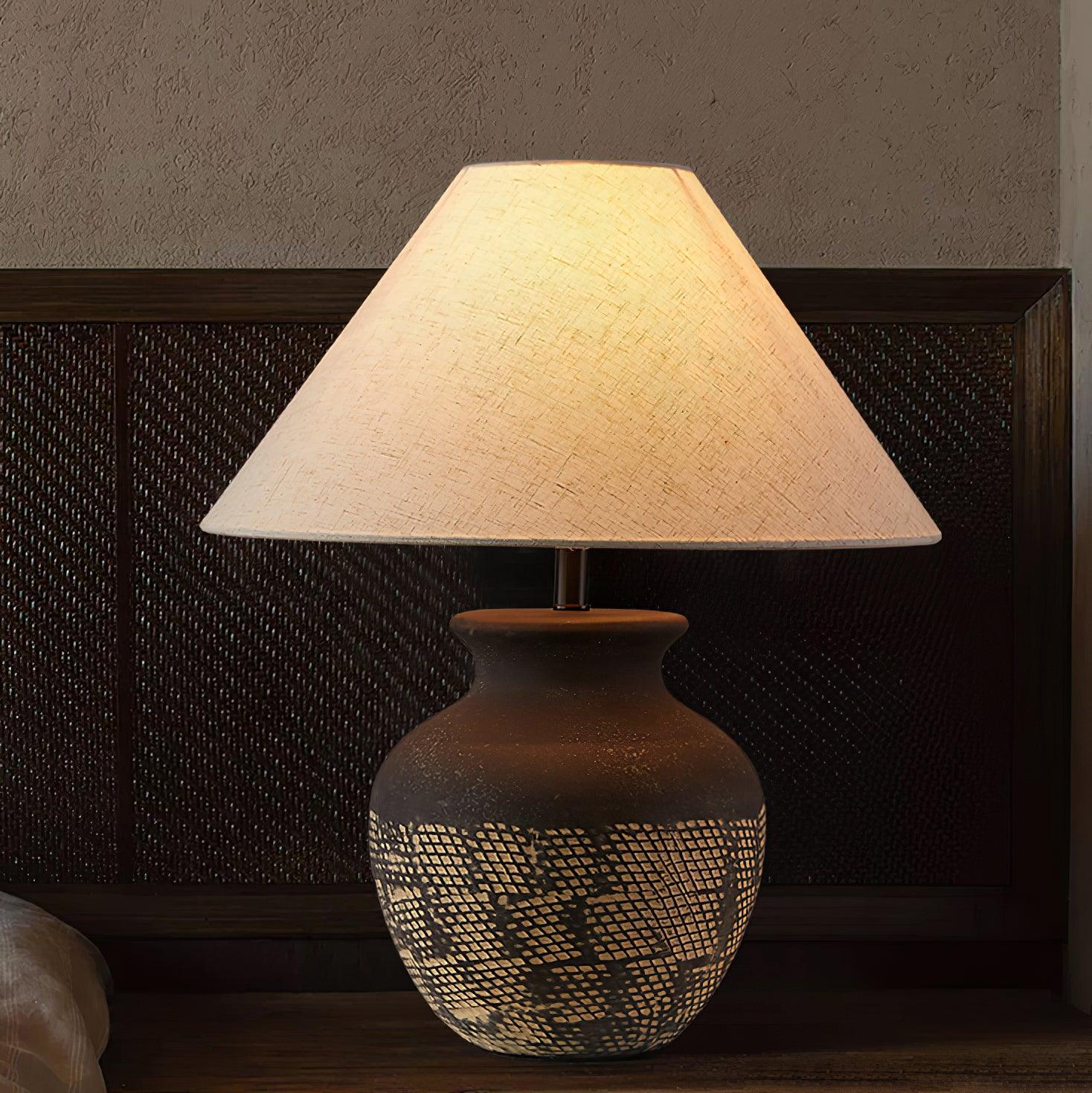Настольный светильник Ansel Ceramic - ∅45см x 51см, черный, бежевый