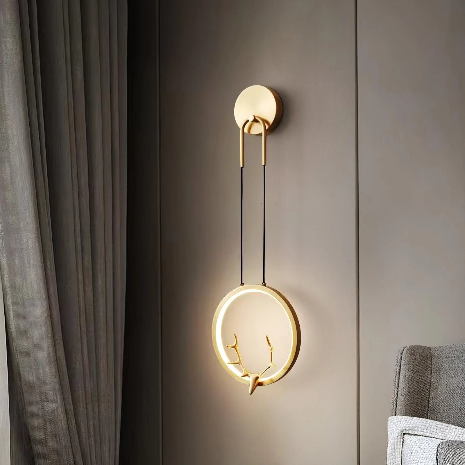 Golden Antler Wall Light - Set of 2 / Brass / Three-color changing light