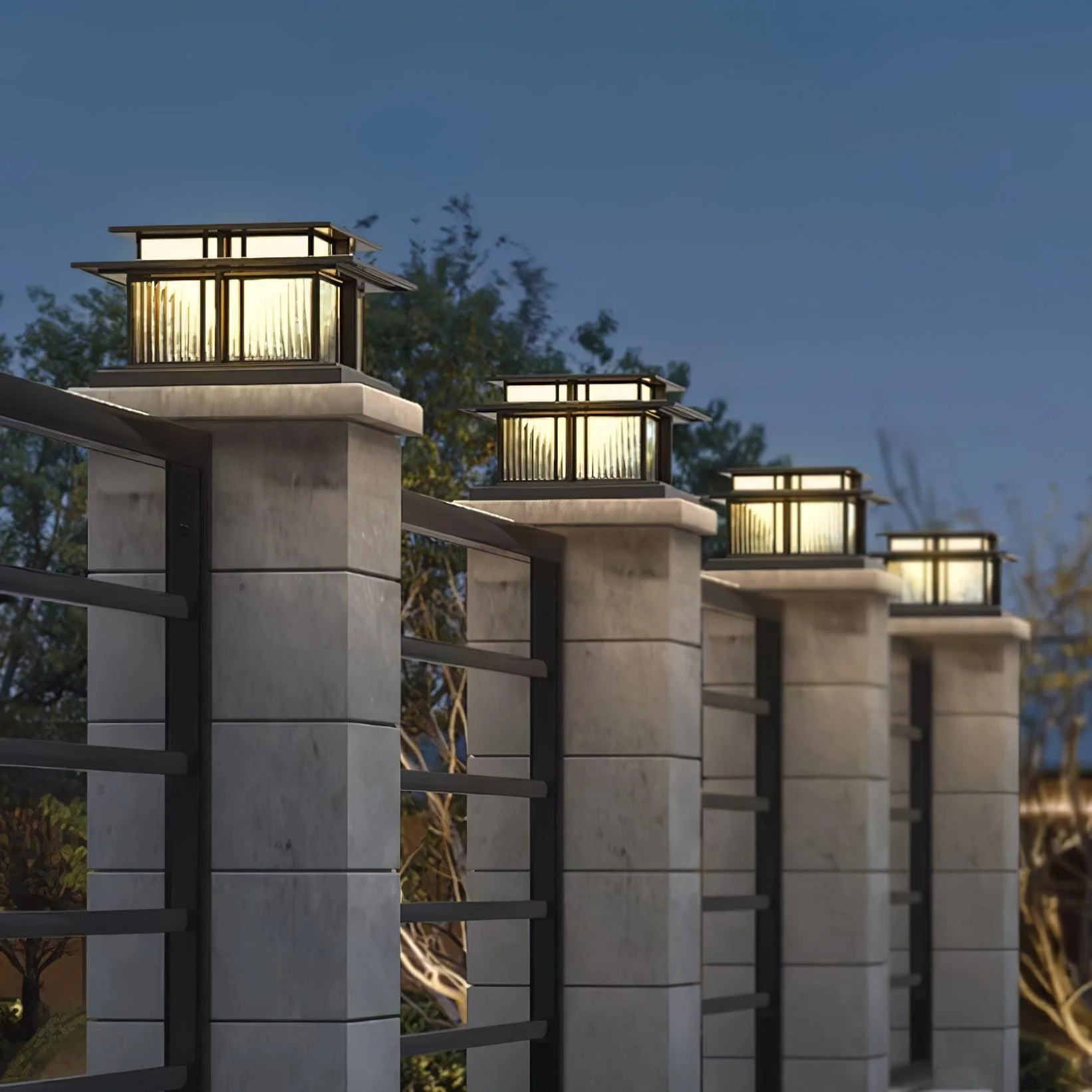 Уличный светильник Boilyn Pillar Solar - модель В, солнечная батарея, 45см x 45см x 25см, черный, теплый свет