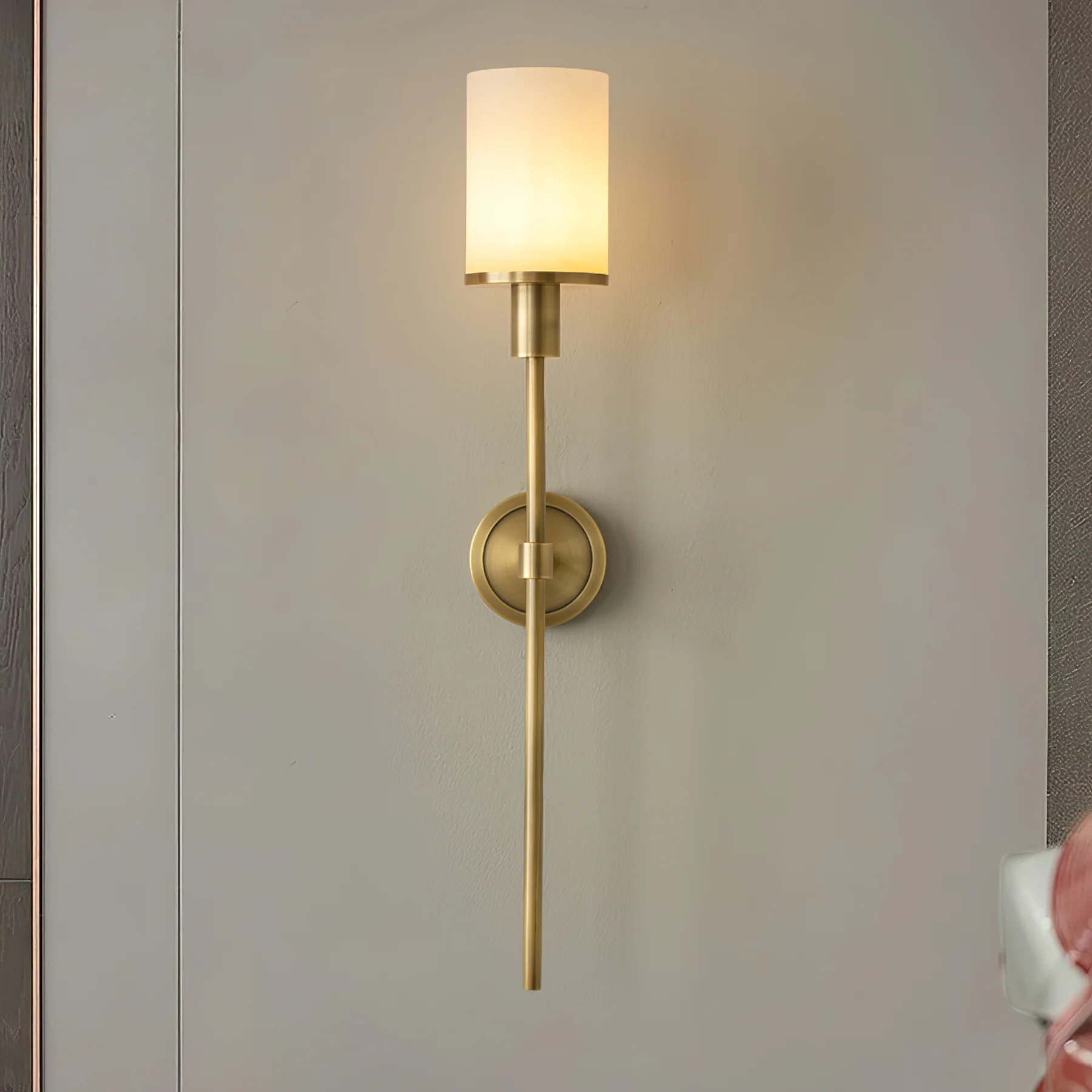 Tracie Classic Sconce - ∅ 3.9″ x H 23.6″ & Alabaster / Copper / Set Of 2