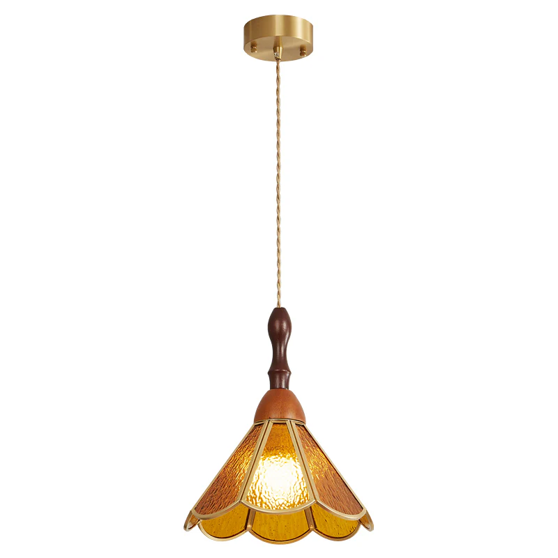 Подвесной светильник Tiffany Stained Glass - модель E, ∅22см x 35см, золотой