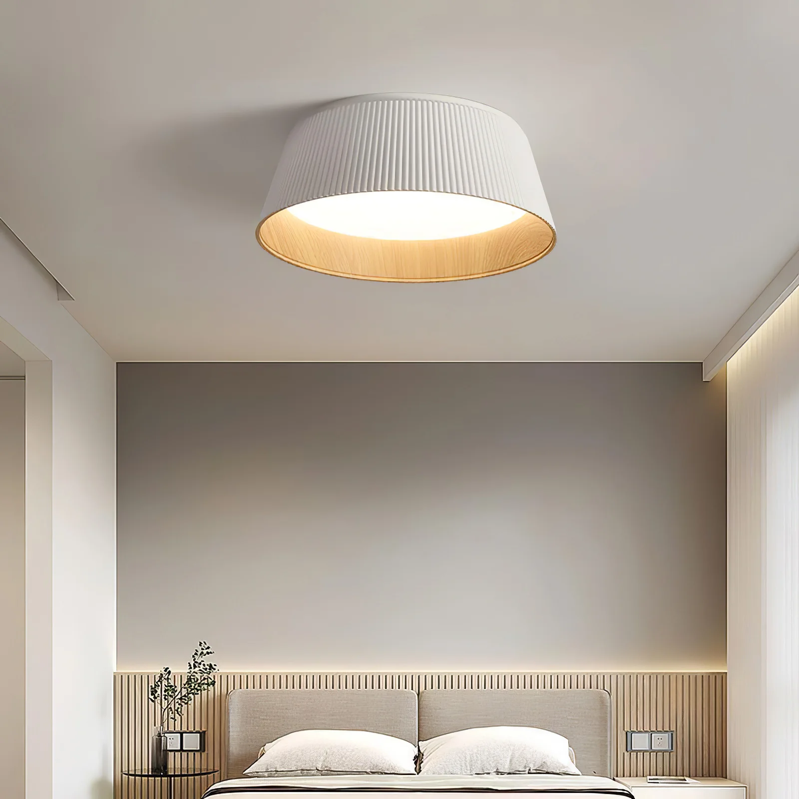 Потолочный светильник Modern Ribbed - ∅46см x 15см, черный, холодный свет