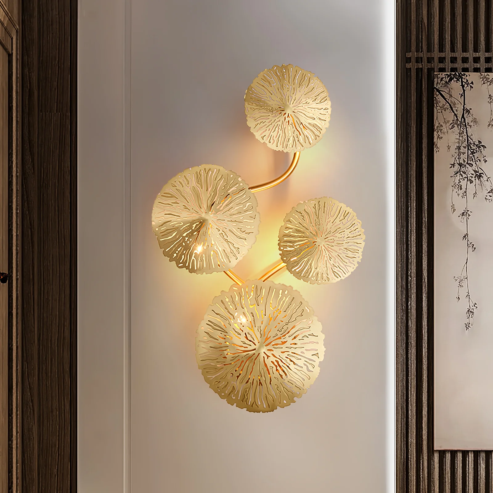 Настенный светильник Lotus Leaf  - модель E, 31см x 57см, нержавеющая сталь, металл
