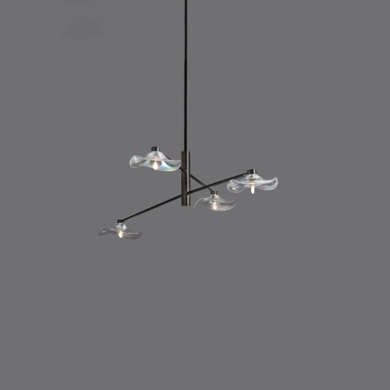 Люстра Lotus Leaves Glass - 6 плафонов ∅120см x 30см, золотой, прозрачное стекло