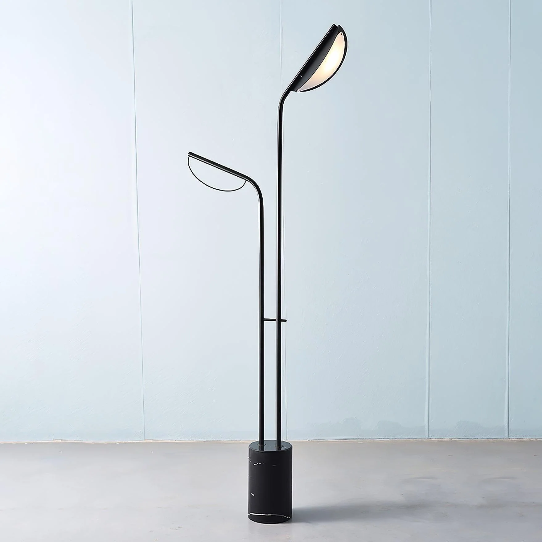 Filo Floor Lamp - ∅ 22.8″ x H 65″ / 58m x H 165cm / Black+Black Marble / UK plug