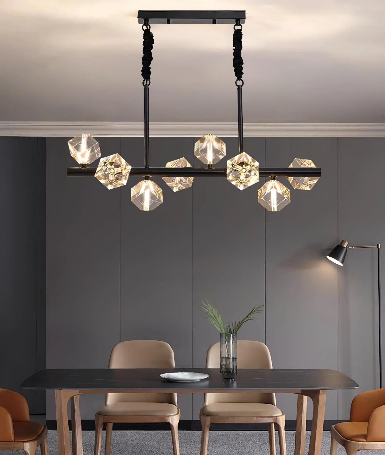 Люстра Takku Crystal - 12 подвесов 120см x 25см, черный