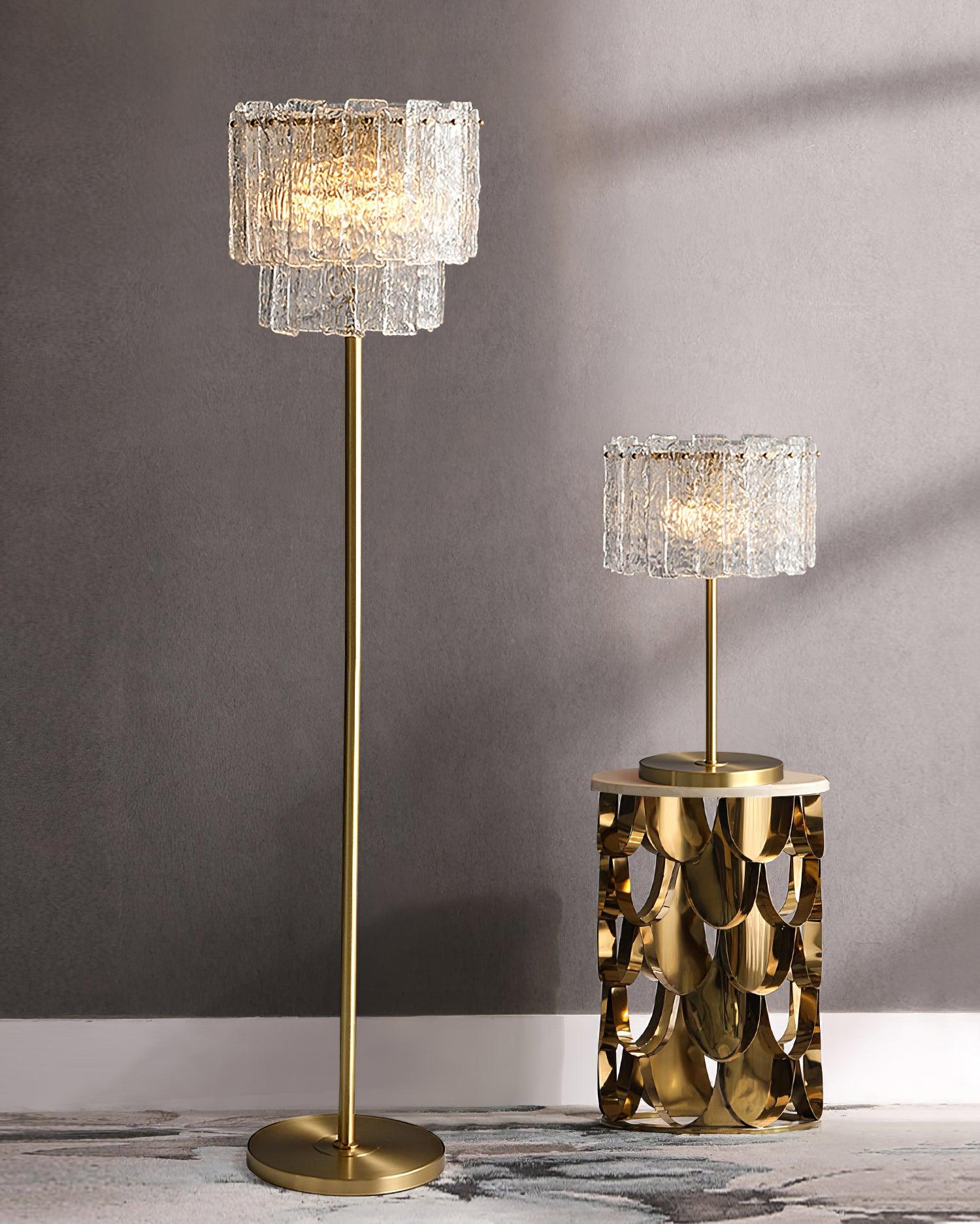 Skylar Table Lamp - ∅ 13.7″ x H 23.6″/ Dia 35cm x H 60cm / Brass & Clear / AU plug