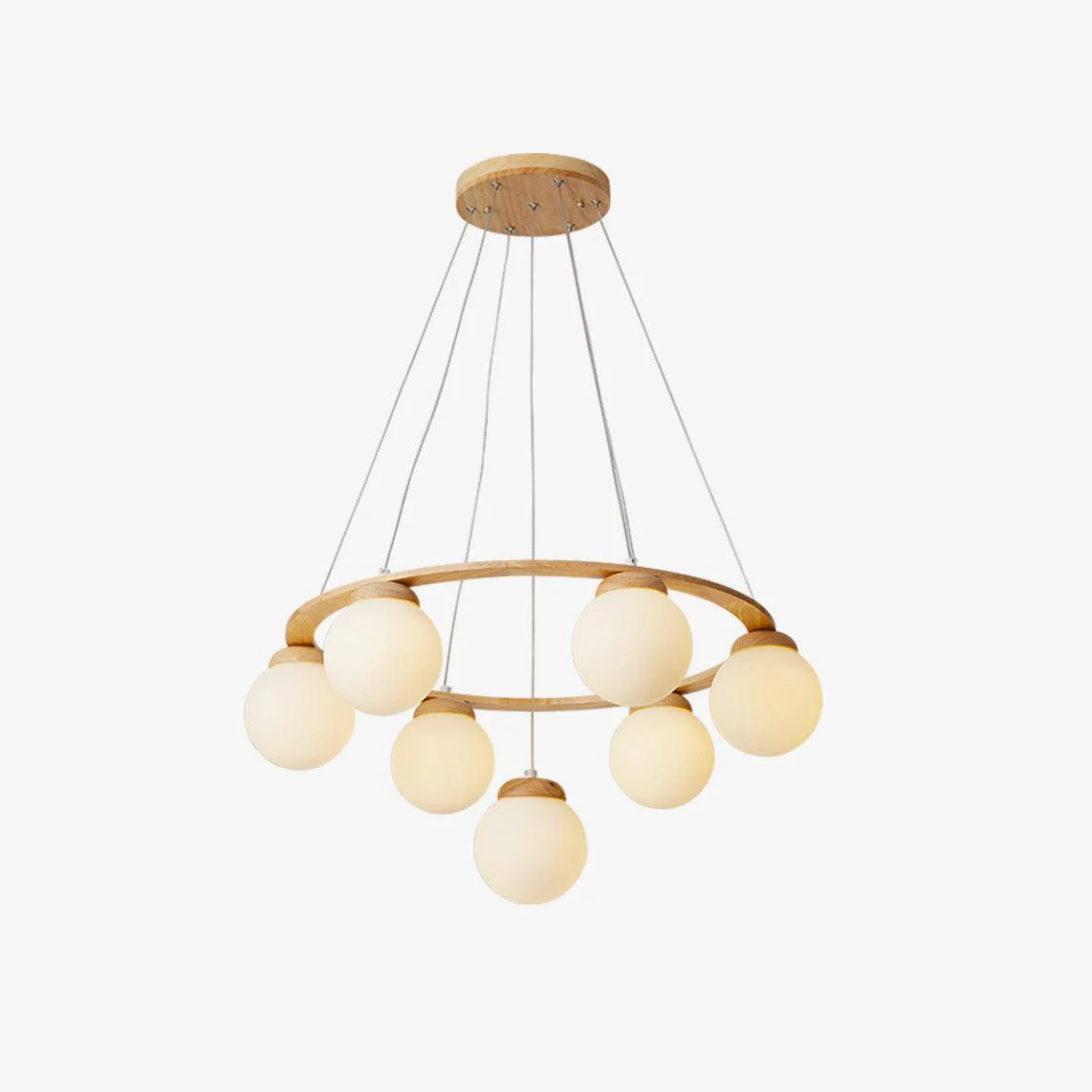 Люстра Miira Wood - 4 подвеса ∅50см x 150см, дерево, белый