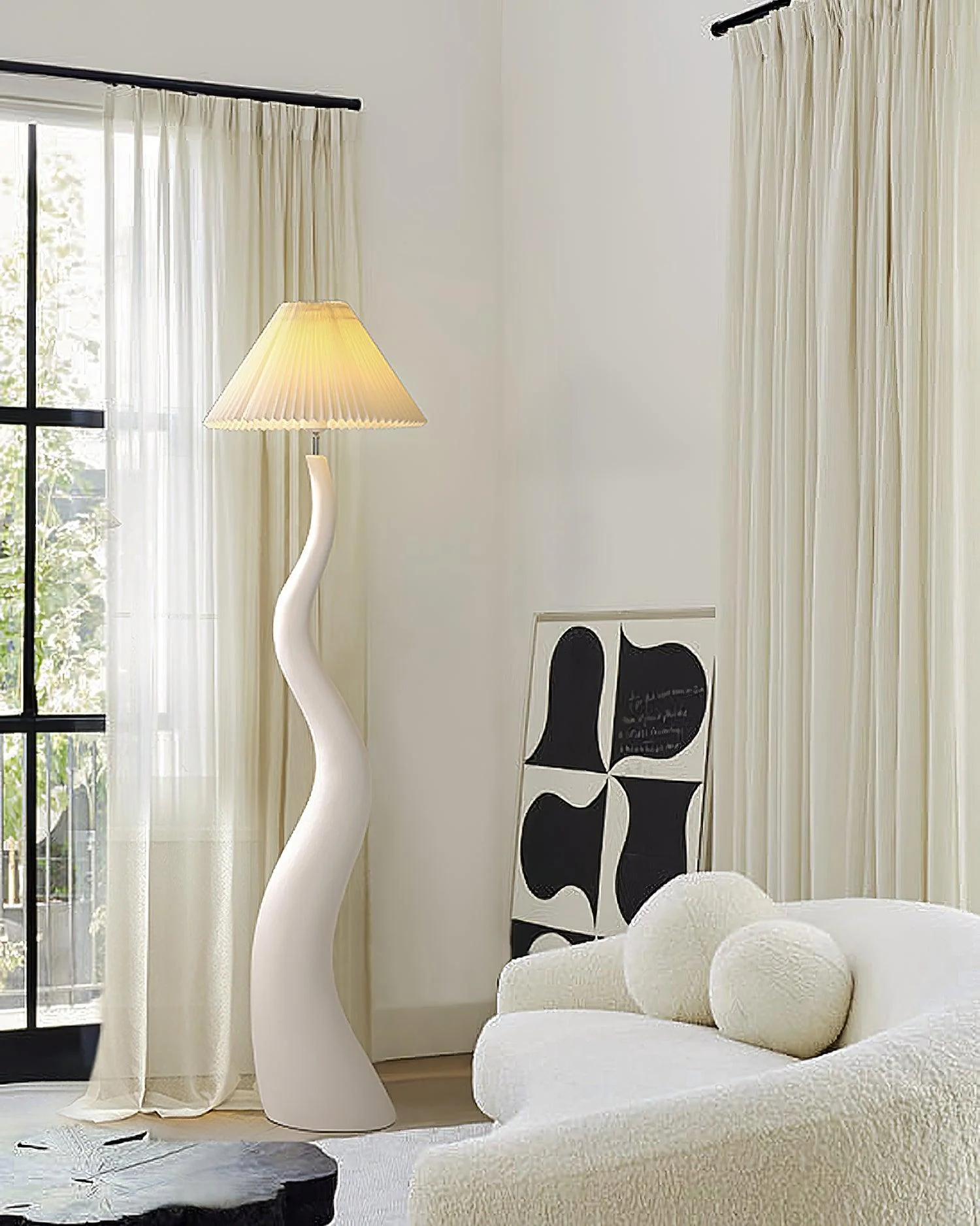 Twisted Pleated Floor Lamp - ∅ 17.7″ x H 64.9″/ Dia 45cm x H 165cm / White / US plug