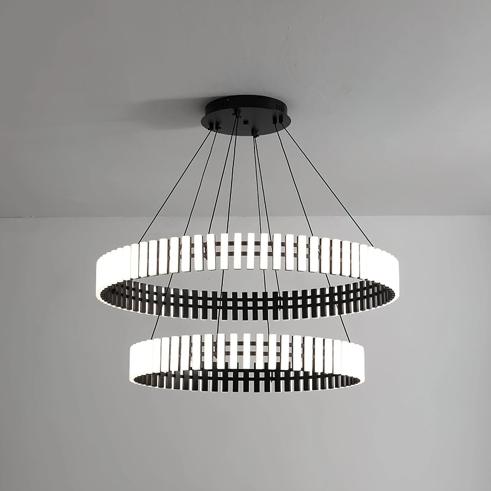 Люстра Hanging LED - ∅60см x 8см, черный, белый, теплый свет