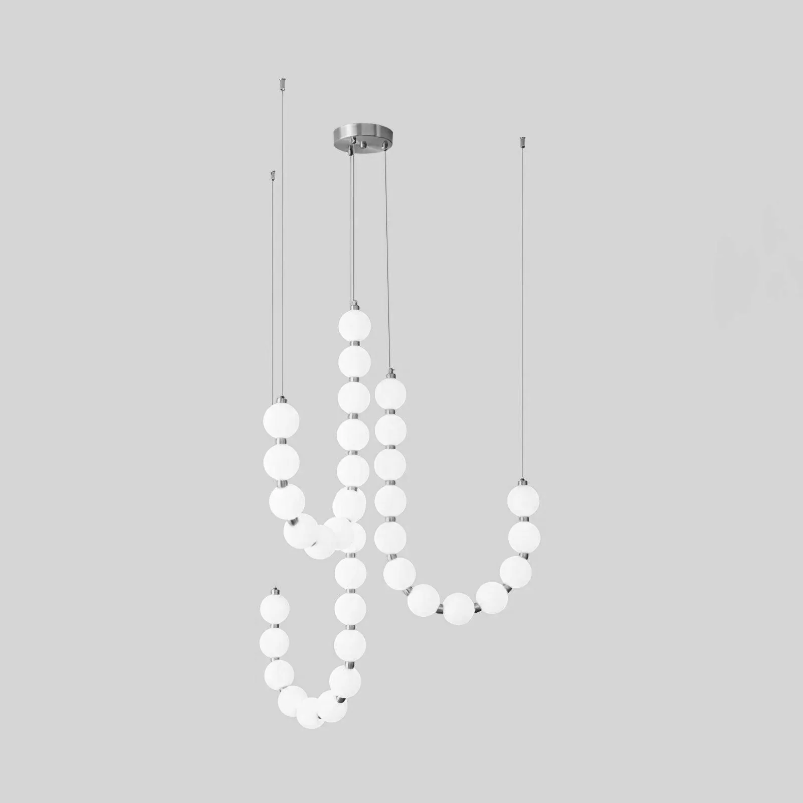 Люстра Acrylic Pearl Necklace - ∅70см x 200см, латунь, белый, теплый свет