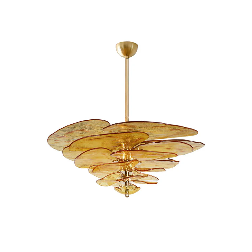 Люстра Petals Gold Murano - 4 яруса ∅67см x 29см, янтарь, золотой