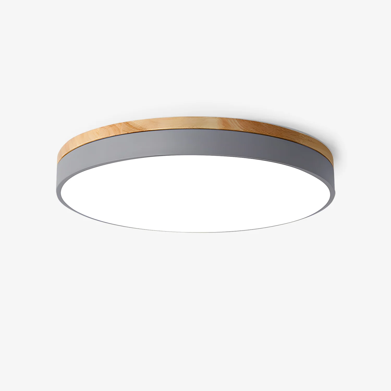 Потолочный светильник Zara Circular Wood - ∅50см х 5см, серый, теплый свет
