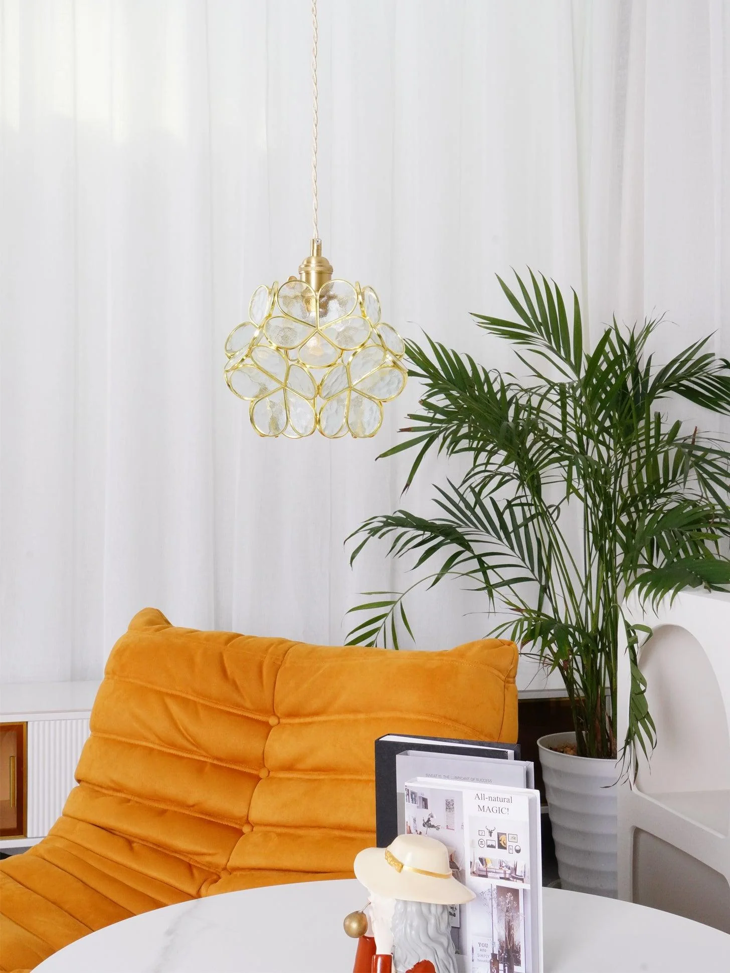 Подвесной светильник Glass Petal - ∅20см x 20см, розовый
