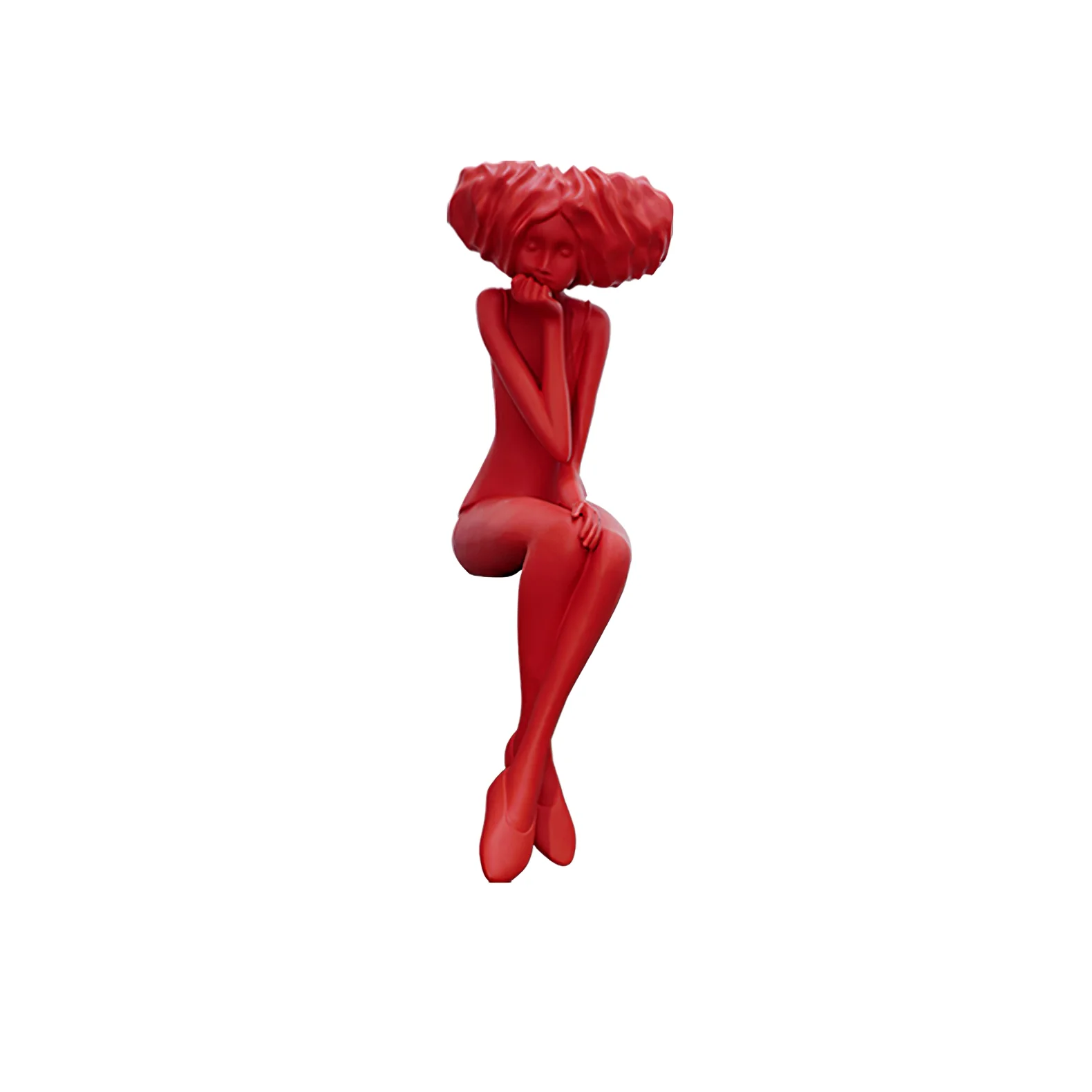 Girl Meditate Sculpture Ornaments - ∅65см x 70см x 152см, синий, металлическое основание
