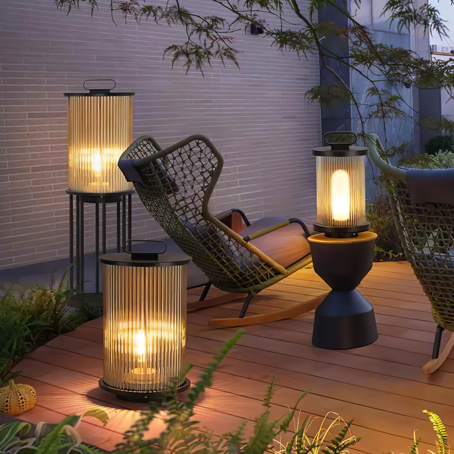 Садовый светильник Lantern - ∅30см x 120см, черный, прозрачный