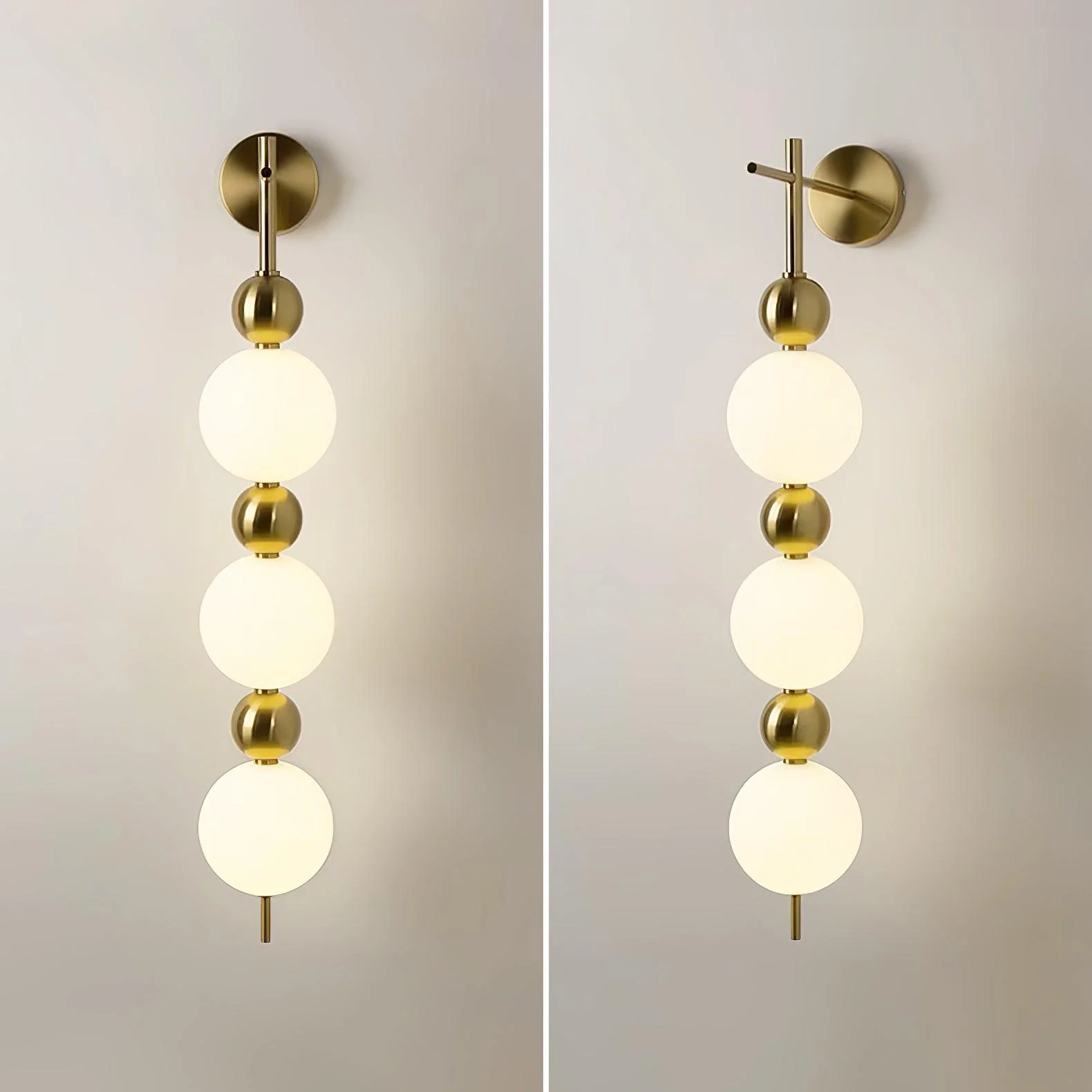 Candied Haws String Wall Lamp - ∅ 10.2″ x H 32.3″ / ∅ 15cm x H 82cm Set of 2 / Gold & White / Warm Light