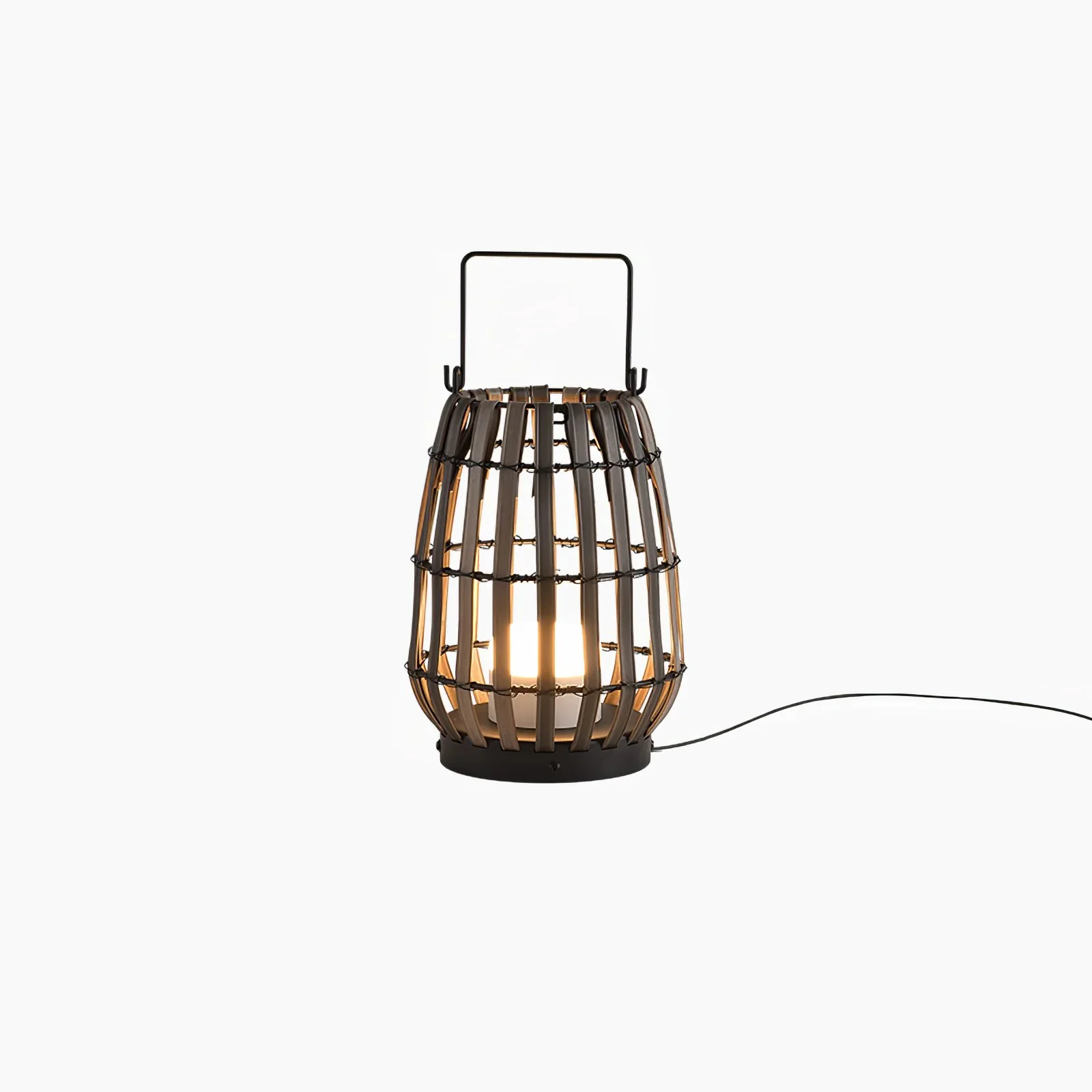 Уличный светильник Tropic Braid Lantern - модель B, солнечная батарея, ∅30см x 40см, черный, дерево