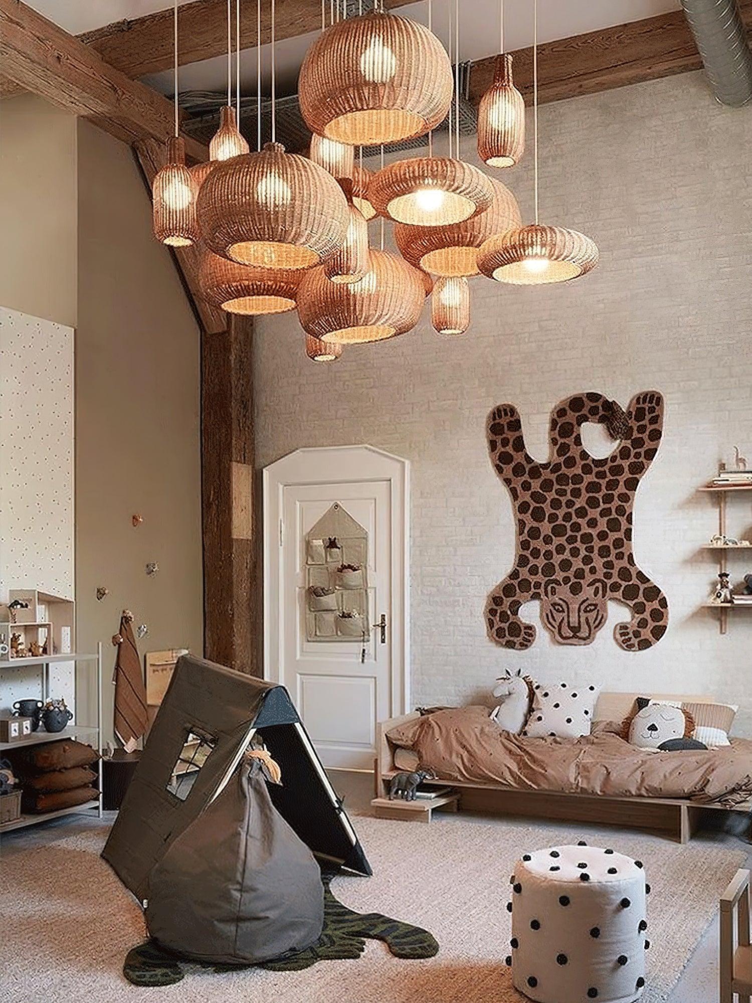 Подвесной светильник Vintage Rattan - ∅48см x 20см, коричневый