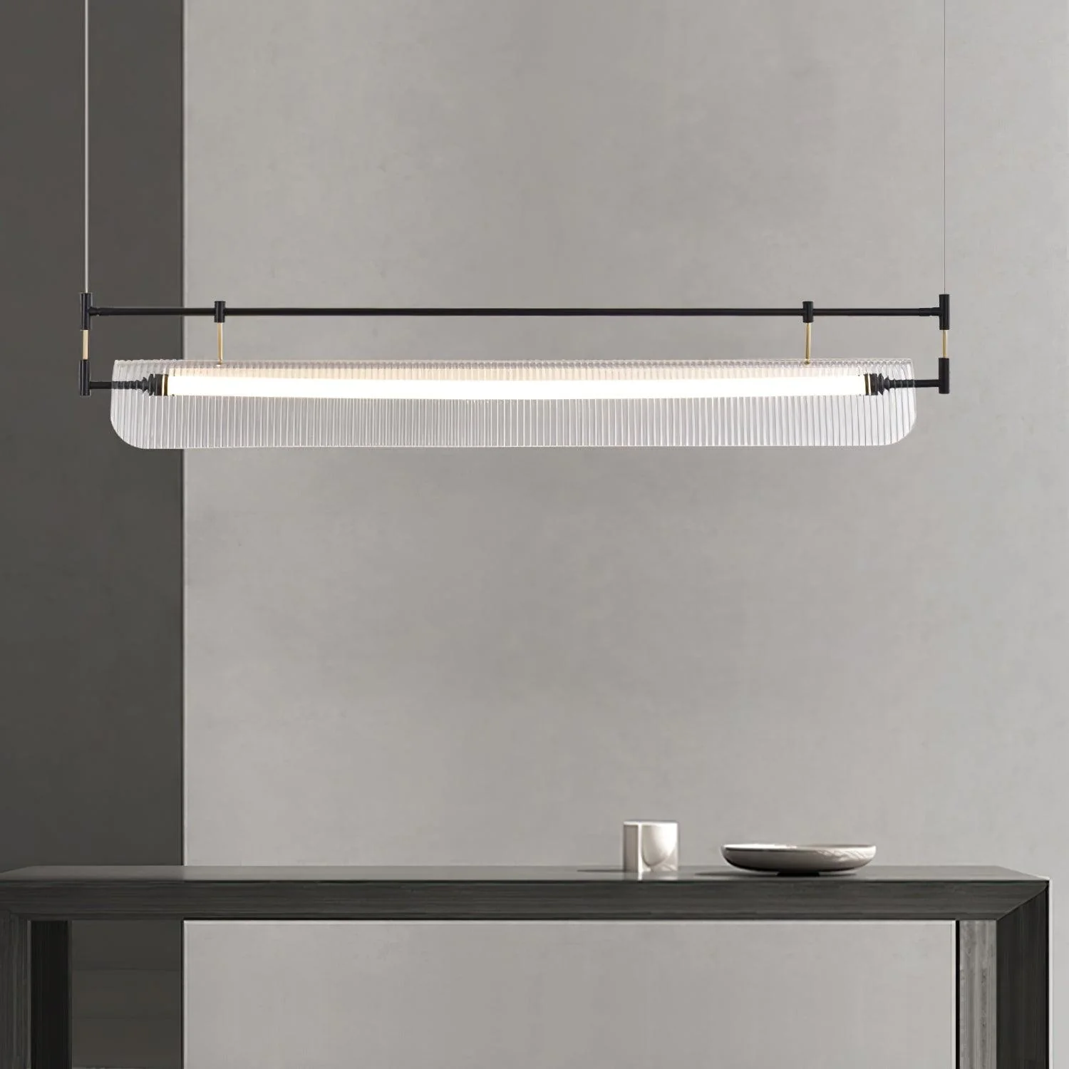 Люстра Linear Strip - 120см x 12см x 20см, черный, прозрачный, теплый свет, 25W