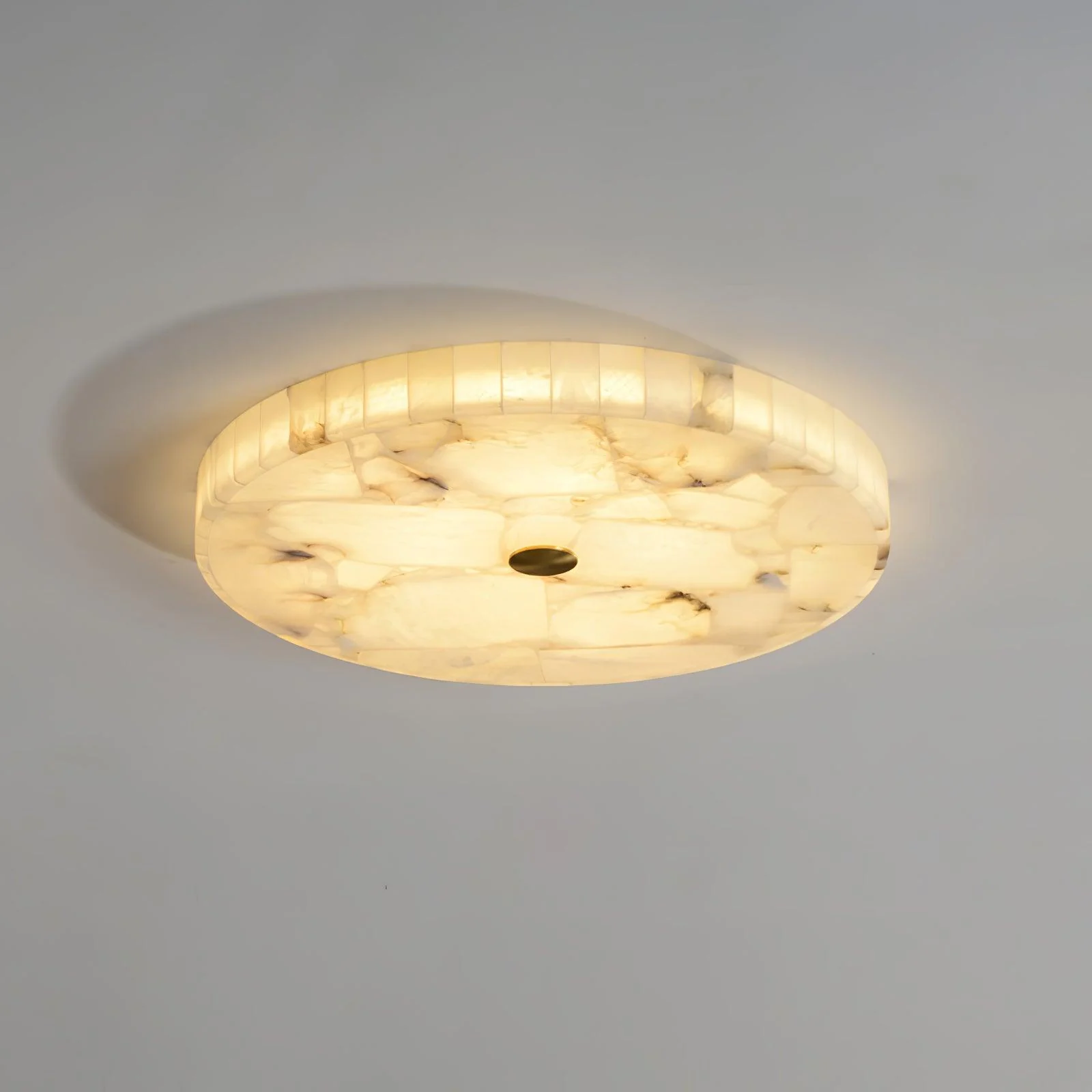 Потолочный светильник Round Alabaster - ∅60см x 5см, белый, золотой, холодный свет