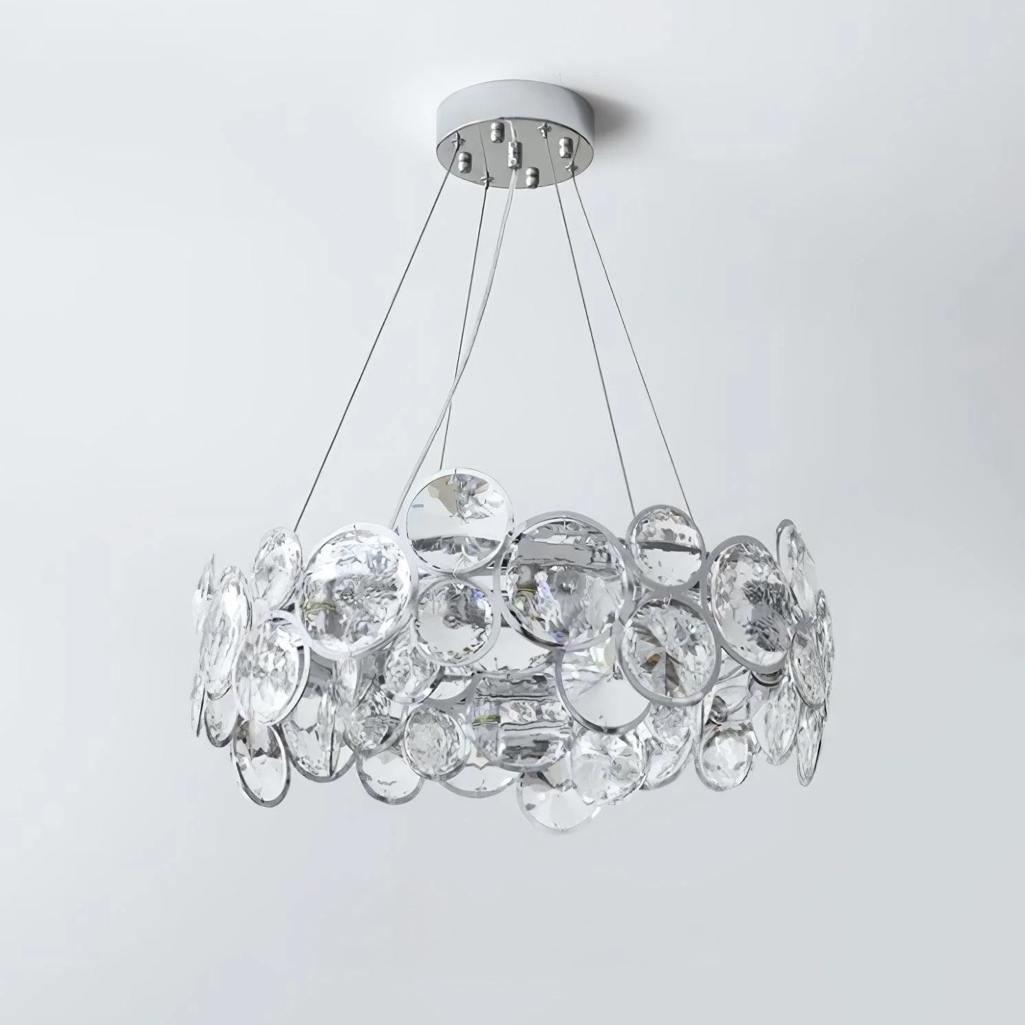 Люстра Chrome Round Crystal - ∅100см x 17см, хром, прозрачный кристалл