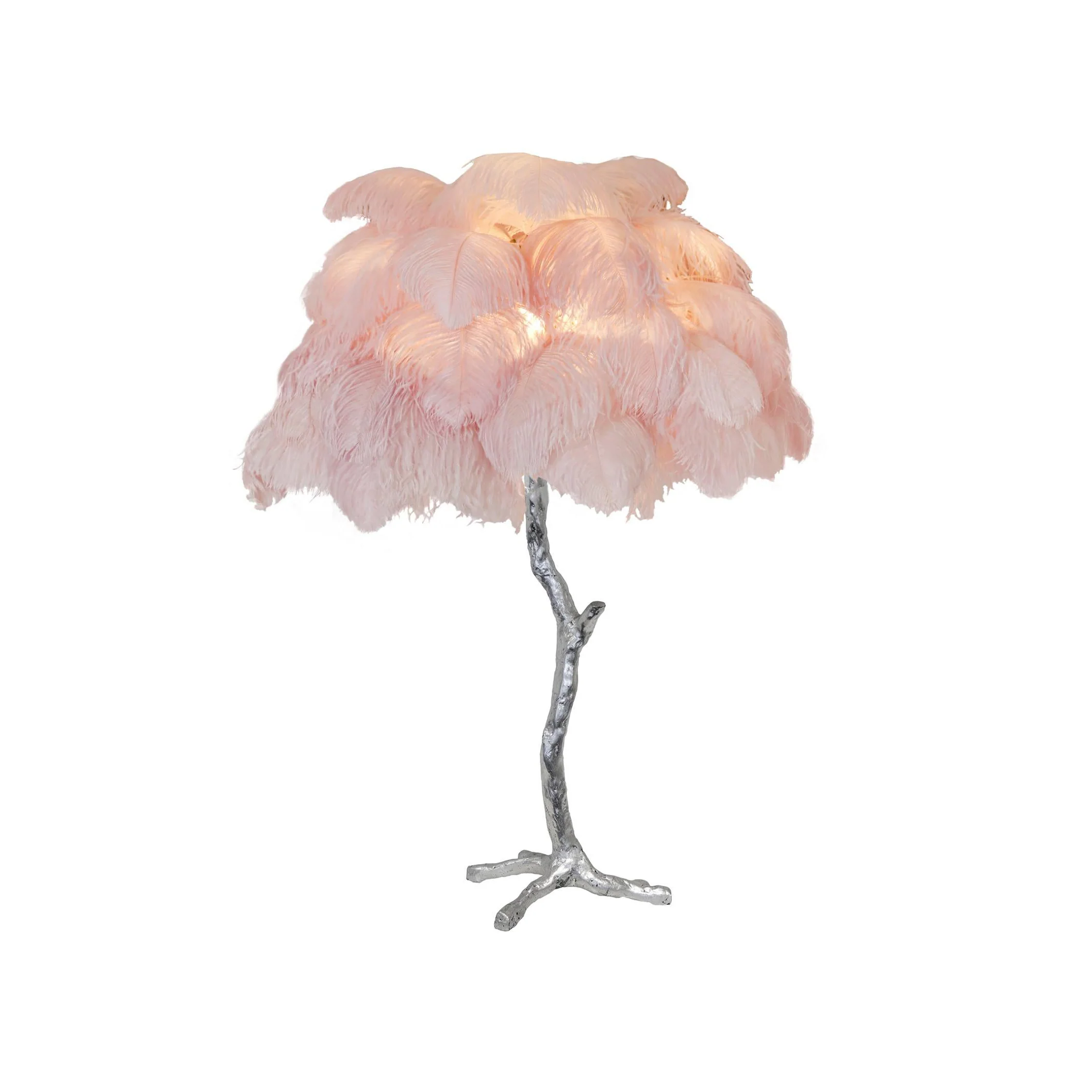 Настольный светильник Ostrich Feather - серебряный, темно-розовый