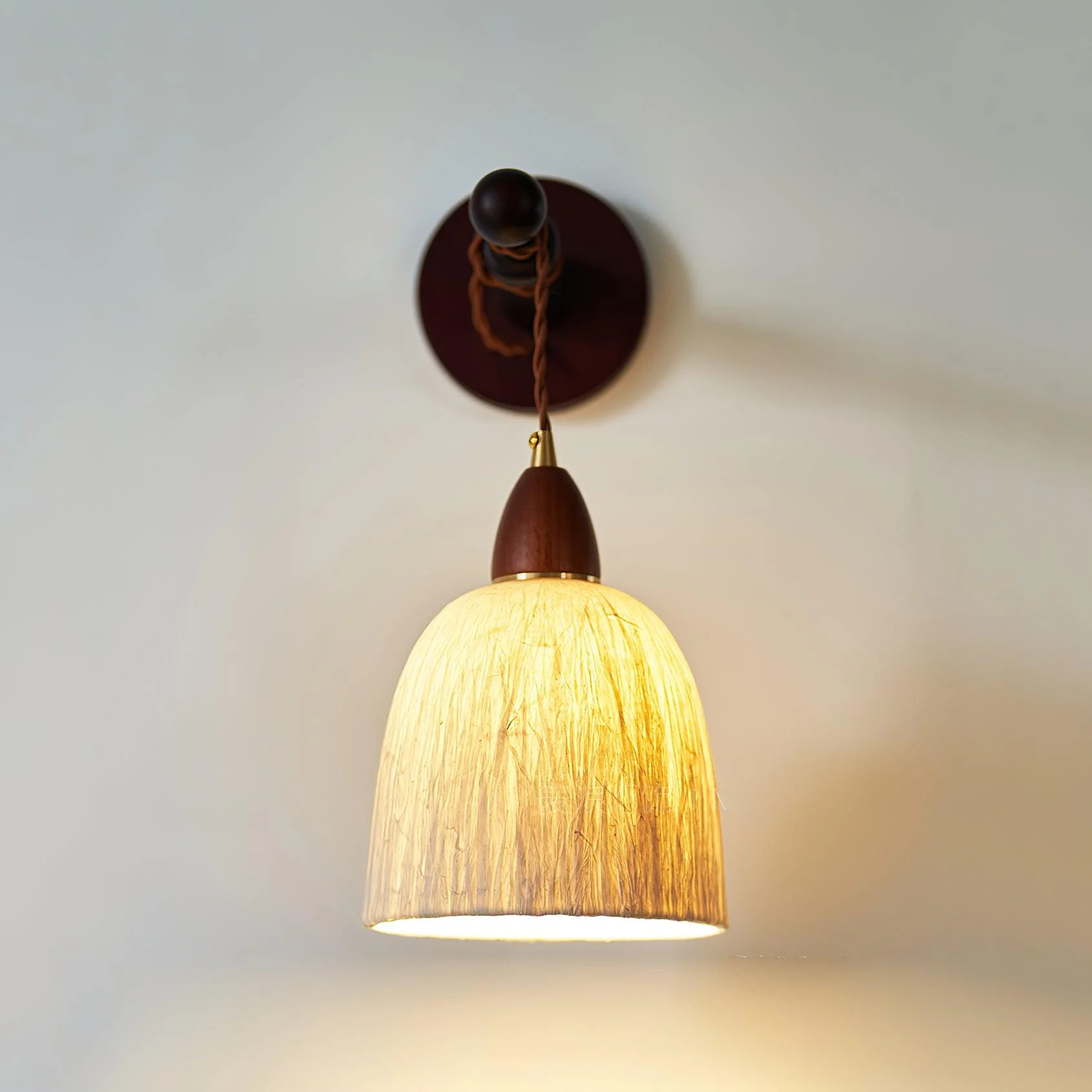 Soren Wall Lamp - ∅ 7.9″ x W 8.7″ x H 7.5″ Set of 2 / Walnut color＆White