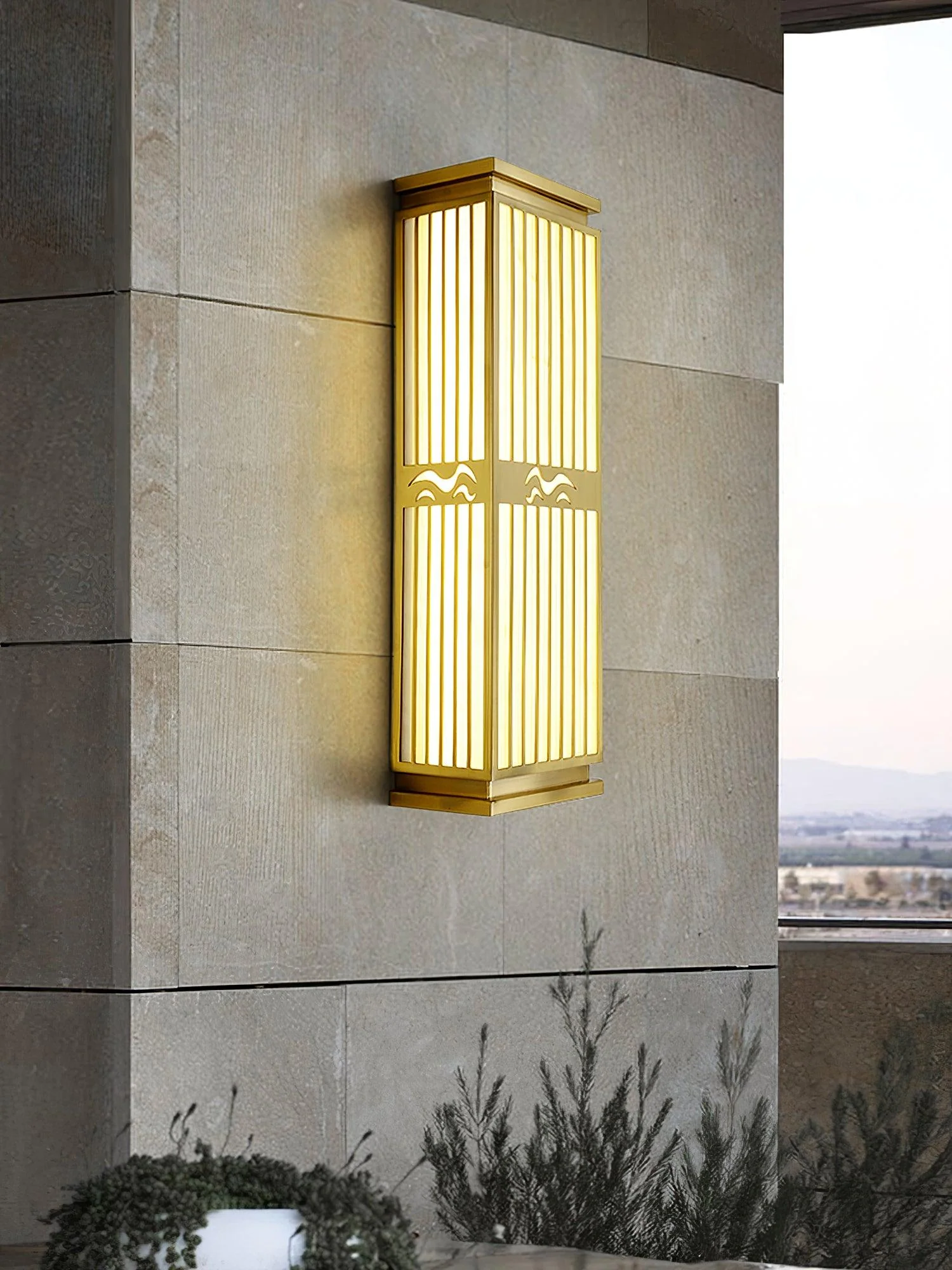 Doots Outdoor Wall Light - Set of 2 / Gold & White / Warm Light
