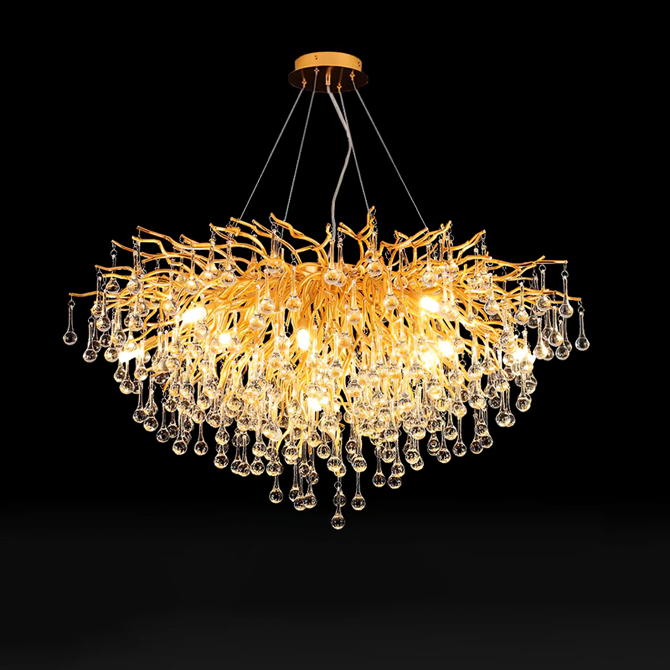 Люстра Teardrop Crystal - ∅40см x 30см, золотой, прозрачный кристалл