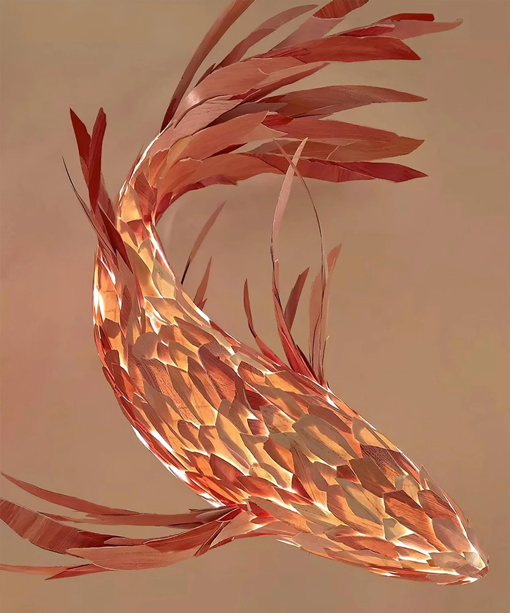 Люстра Crimson Swirl Koi - 200см, красный, холодный свет