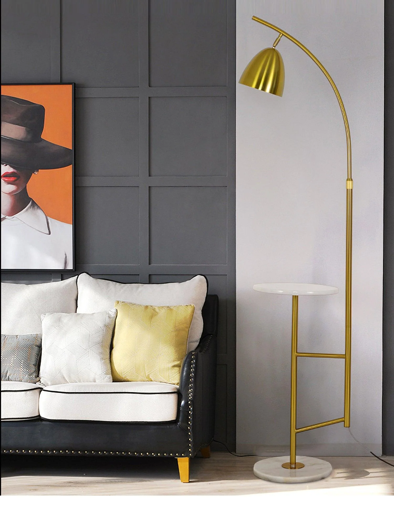 Rani Floor Lamp - Model A: W 13.8″ x H 66.9″ / W 35cm x H 170cm / Black / US plug