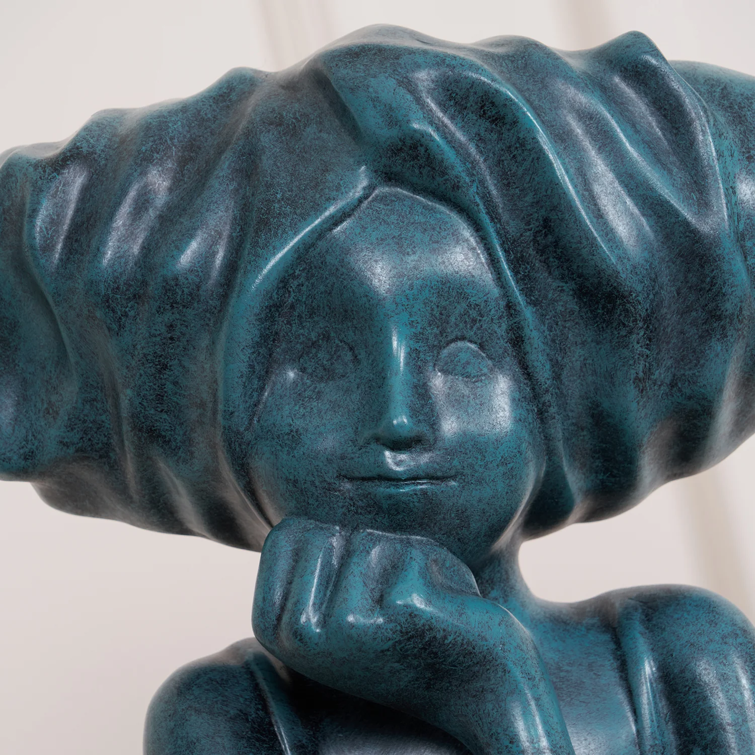 Girl Meditate Sculpture Ornaments - ∅65см x 70см x 152см, синий, металлическое основание