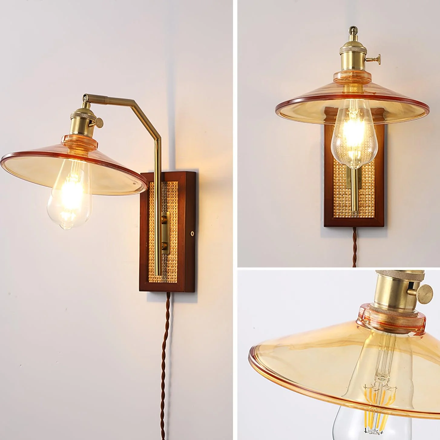 Rafi Wall Lamp - Model C ∅ 8.2″ x H 13.7″ Set of 2 / Brass / EU Plug